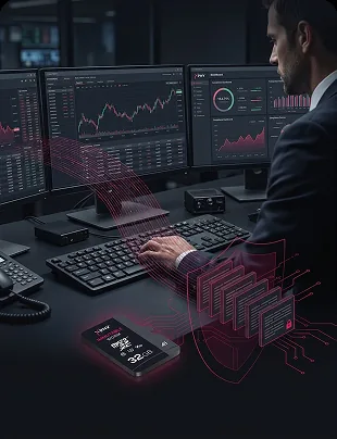 Trading desk workstation with X-PHY Immutable storage