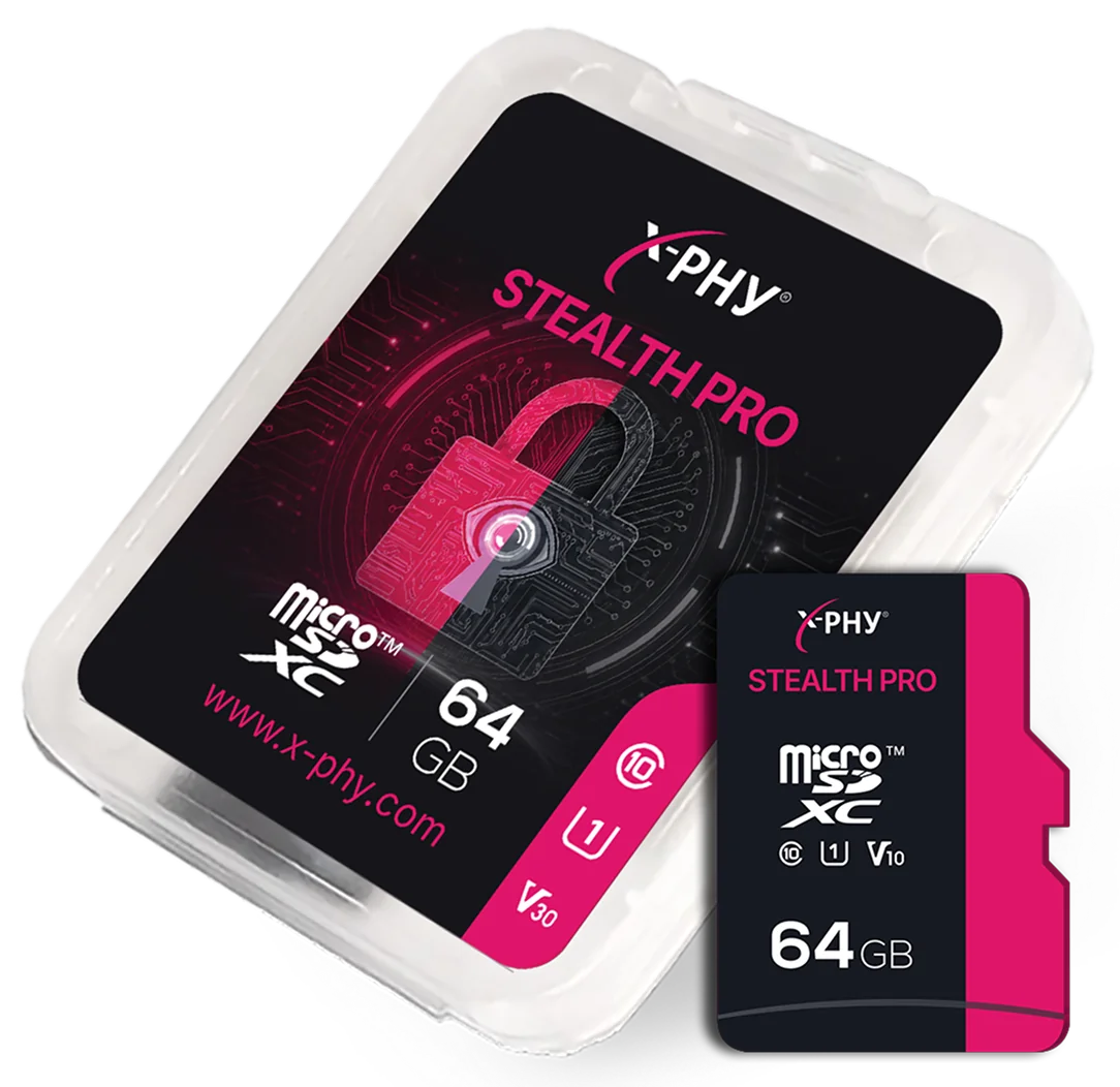 X-PHY Stealth Pro microSD card with retail case