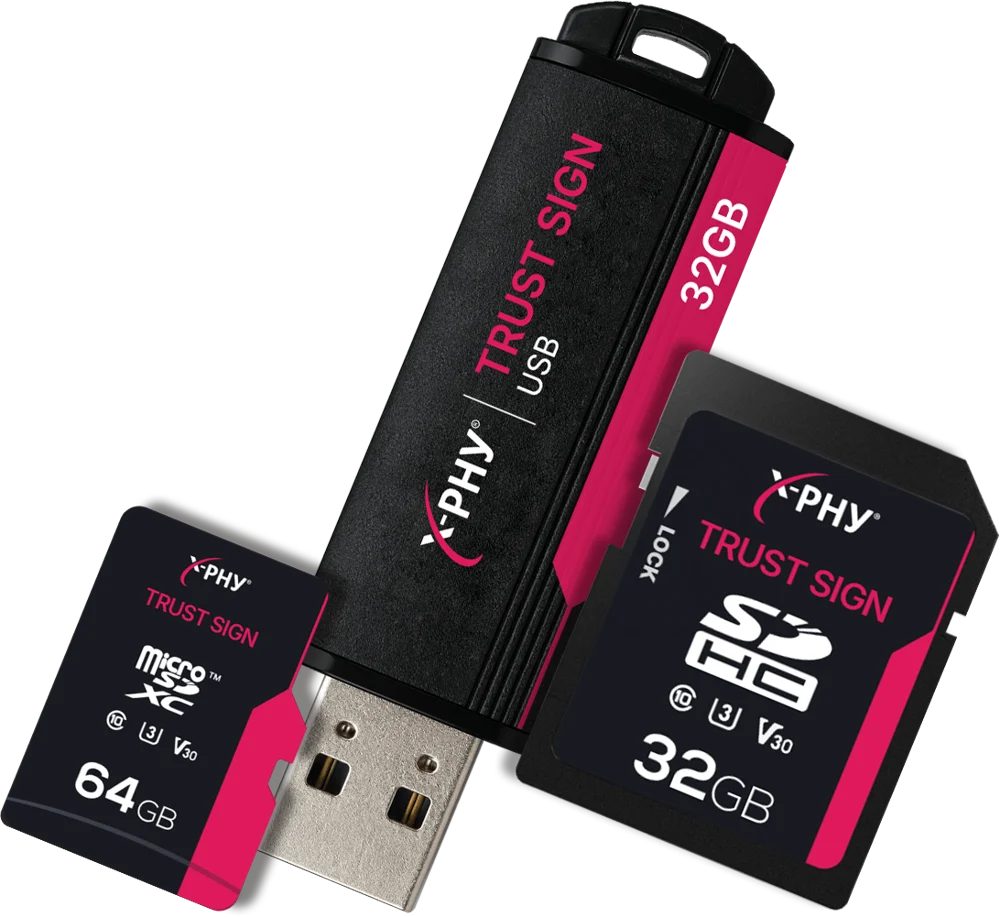 X-PHY TrustSign microSD, Industrial SD and Industrial USB